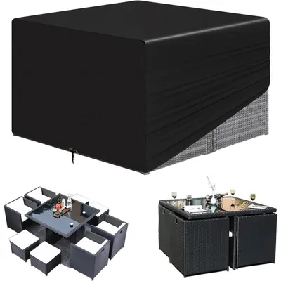 Immagine prodotto di Copertura impermeabile per mobili da giardino, dimensioni 125x125x71 cm, tessuto Oxford 420D, resistente, ideale per tavoli da esterno, antivento e con protezione UV