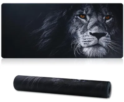 Gaming-Mauspad XXL 90x40 cm, rutschfest, genähte Kanten, Löwe