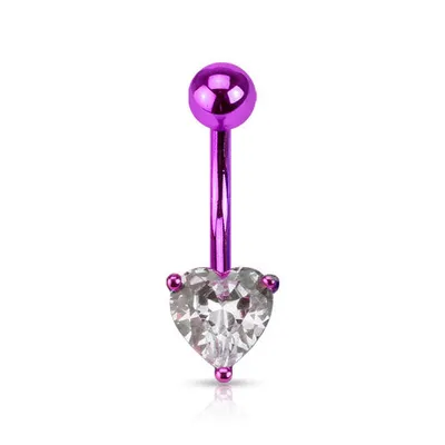 Produktbild von Taffstyle Bauchnabelpiercing Bauchnabelpiercing Neon Farben mit Kristall Herz, Lila