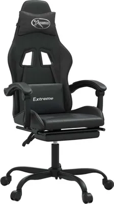 Produktbild von vidaXL Gaming-Stuhl mit Fußstütze Drehbar Schwarz Kunstleder