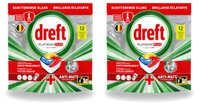 Produktbild von 2 x Dreft Platinum Plus All-in-One Geschirrspültabs Lemon - 186 g - Vorteilspackung - 2 Stücke