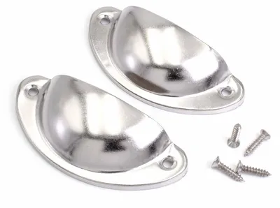 Produktbild von Vintageparts Schubladengriffe Muschelgriffe silberfarben 81x35mm, 2 Stück