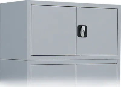 Produktbild von Aufsatzschrank mit Flügeltüren und Zylinderschloss mit Drehgriff, 450 x 800 x 383 mm, lichtgrau