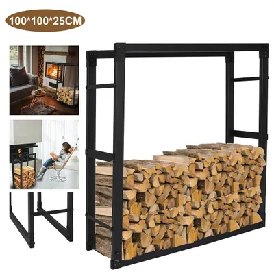Produktbild von Eikuavons Kaminholzregal Brennholzständer 100*100*25CM wetterfestem Metall Brennholz Brennholzregal