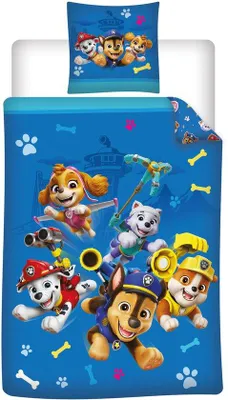 Produktbild von Unyqoos® Paw Patrol Bettbezug-Set 140 x 200 cm + 65 x 65 cm – wendbar, doppelseitig bedruckt, 100% Polyester, waschbar & trocknergeeignet