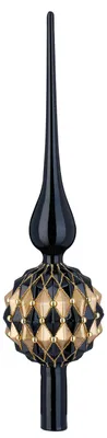 Produktbild von Weihnachtsbaumspitze, schwarz-gold, Glas, 31 cm
