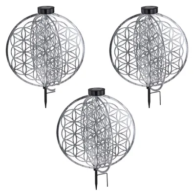 Produktbild von 3x LED Solarleuchte, Erdspieß, silber, H 51 cm