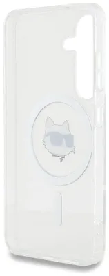 Produktbild von KARL LAGERFELD Tasche passend für SAMSUNG S25 KLHMS25SHLSCHH (Magnetischer IML-Metall-Choupette-Kopf) weiß
