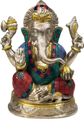 Immagine prodotto di Statua Ganesh Con Decorazione In Mosaico - 20 Cm