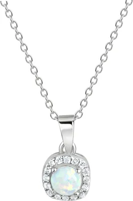 Produktbild von V Anhänger mit Kette 925/- Sterling Silber 42+3cm weiß Opal weiß 358241246