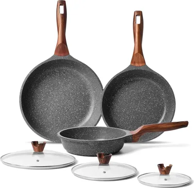 Produktbild von Induktions-Bratpannenset - Granitbeschichtung - 3 Stück - 20, 24, 28 cm