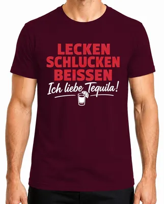 Immagine prodotto di Lecken, deglutire, mordere. Maglietta da uomo con scritta "Tequila", colore bordeaux, taglia XL