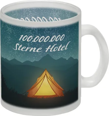 Produktbild von 100.000.000 Sterne Hotel Glas Tasse für Camper