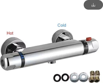 Obrázek produktu pro Termostatická sprcha – nástěnná montáž – teplá a studená voda – regulace teploty – stříbrná