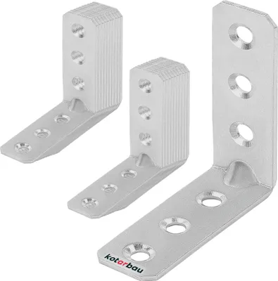 Produktbild von KOTARBAU® 25er Set Winkelverbinder 60 x 60 x 20 mm Sicke Stahl Bauwinkel Montagelöcher Möbelwinkel Verzinkt Schwerlast Holzverbinder Montagewinkel Stuhlwinkel