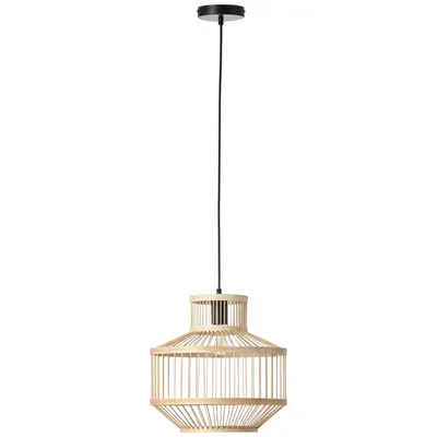 Image de Suspension Teva 1 lampe noir/naturel