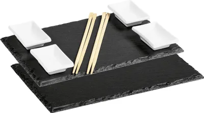 Produktbild von KESPER Schieferplatte mit Dipschalen 31x21cm 2er-Set