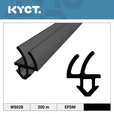 Obrázek produktu pro Těsnění oken a dveří z EPDM, černé, PVC, okna, dveře, gumové těsnění, těsnicí profil WS028, 200 m