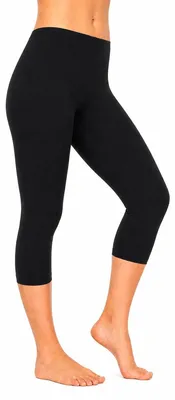 Zdjęcie produktu dla Wysokiej jakości damskie legginsy 3/4, legginsy 3/4, czarne – rozmiar S
