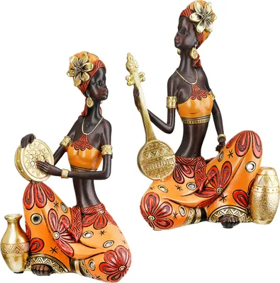 Immagine prodotto di Gilde Figur, Frau, "African Beat", Musikermotiv, Kunstharz, braun, L. 10 cm, B. 15 cm, H. 22 cm 57780 4063387577806 2 Stück (2-fach sortiert)