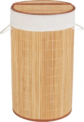 Produktbild von WENKO Wäsche Truhe BAMBOO 55 L Korb Sammler Box Tonne Deckel Bambus Natur Bad WC