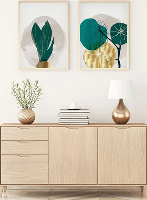 Produktbild von Wallity, Dekoratives Gerahmtes MDF Gemälde (2 Stück), 50 x 70 cm | 100% MDF (3 mm), Rahmen: 100% MASSIVHOLZ (2,5 cm) | Stilvolle Wanddekoration für jedes Zuhause.