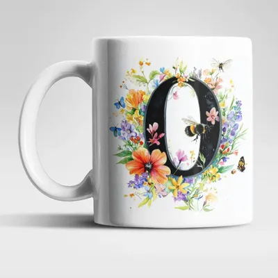 Produktbild von Name A bis Z und 0 bis 9 Blumen Bienen Kaffeetasse Teetasse Tasse Geschenkidee – 0