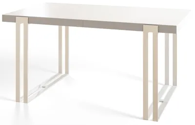 Produktbild von Rechteckiger Esstisch Ausziehbar Rosa, Moderner Wohnzimmertisch 160-260x90x77 cm, Weiß mit Metallbeinen in Weiß