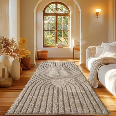 Produktbild von Carpetsale24 Hochflor Teppich Wohnzimmer Skandinavische Boho Design 3D Optik Teppich Shaggy Flauschig Weich, Grösse: 60x110 cm