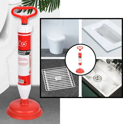 Produktbild von Kraftvolle WC- und Abfluss-Entstopfer Pumpe mit Saugglocke – Saug- und Pumpfunktion, verstellbarer Stiel 46–68 cm, Ø 15,5 cm – für Spüle, Waschbecken, Toilette, Dusche und Badewanne – Kunststoff