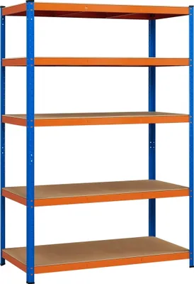 Zdjęcie produktu dla Metalowy regał magazynowy Yaheetech do dużych obciążeń 180x120x60 cm, maks. 875 kg, 5 półek, pomarańczowo-niebieski