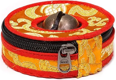 Immagine prodotto di Astuccio Tingsha Arancione/rosso Piccolo --set Da 3 Pezzi - 7,5 Cm