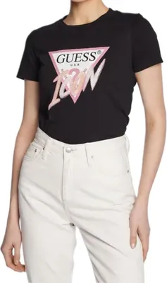 Immagine prodotto di T-shirt GUESS da donna in nero, girocollo, taglia S