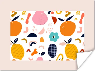 Produktbild von MuchoWow® Poster Pastell - Lebensmittel - Obst - Blume - Zitrone 120x90 cm - Wandbild