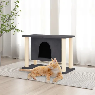 Image de vidaXL Arbre à chat avec colonnes à griffer en sisal gris foncé 50 cm