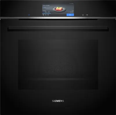 Siemens iQ700, Einbau-Backofen, 60 x 60 cm, Schwarz, Edelstahl HB778G3B1 Frontansicht geschlossen