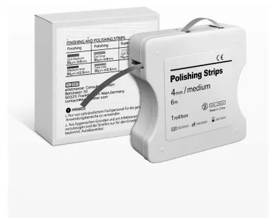 Produktbild von Zahn Schleifpapier, Dental Polierstreifen, Size Mittel - 50μm Größe der Körner - 4mm Breite - 6M/Rollen/Box, Harz Zahn Polier Interdental Schleifwerkzeug (Rosa), für Zahnpflege, Zahnpolitur, Zahnarztpraxis