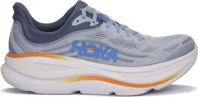 A side view of a Hoka Bondi 9 sports shoe for men.