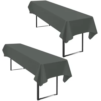 Produktbild von 2 Stück Tischdecke Bierzeltgarnitur 100 x 250 cm Dunkelgrau Polyester wasserdicht