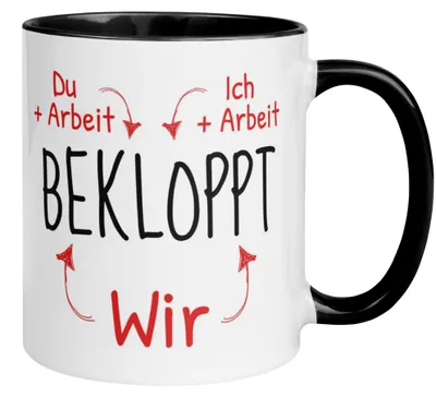 Produktbild von Tasse Kollege – „Du+Arbeit - Ich+Arbeit - Wir Bekloppt“ – Geschenk Bester Arbeitskollege