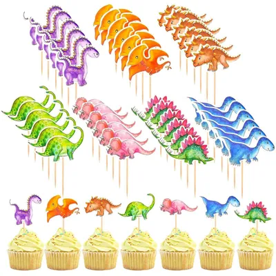 84 Dino-Karten-Einschübe, Cartoon-Deko, Kuchen-Deko, Party