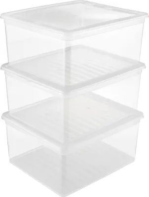 Imagen del producto de Caja transparente de 3 piezas, 18 cm de alto, 3 x 18 litros