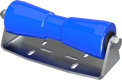 Zdjęcie produktu dla Poliuretanowa rolka stępki z uchwytem B roll pomoc do wodowania przyczepy z łodzią ocynkowany SUPROD, 250 mm, niebieski