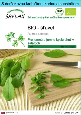 Obrázok produktu pre SAFLAX Darčeková sada - BIO - šťavel - Rumex acetosa - 400 Semená - S darčekovou krabičkou, prepravným štítkom, darčekovou kartou a pestovateľským médiom