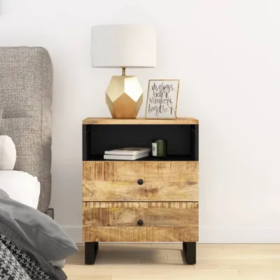 Produktbild von vidaXL Nachttisch 50x33x62 cm Massivholz Mango & Holzwerkstoff