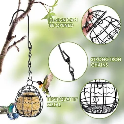 Produktbild von Famanu Vogel-Futterspender 4 Stück - Metall, für Wildvögel