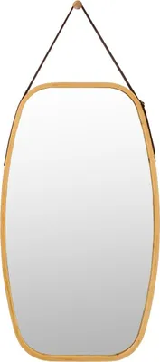 Produktbild von Schmuckspiegel mit Bambus-Rahmen und verstellbarem Lederband 77 x 44 x 1,5 cm