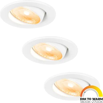 Produktbild von hoftronic 3x LED Einbaustrahler Malta 5W 480lm Dim to warm IP44 Weiß
