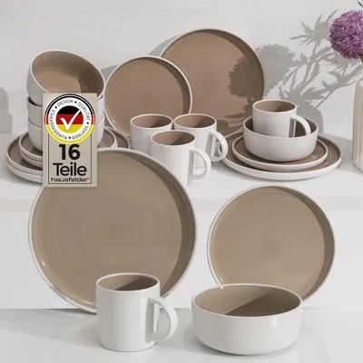Produktbild von Steingut Geschirrset 4 Personen, 16teilig, Shadow Stone