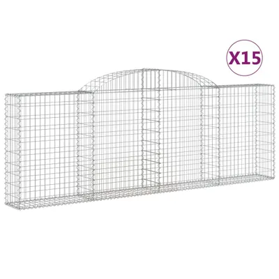 Produktbild von Gabionen mit Hochbogen 15 Stk 300x30x100/120cm Verzinktes Eisen